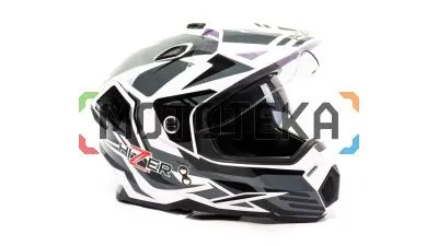 Шлем мото кроссовый HIZER (Хайзер) J6801 (XL) #4 white/gray