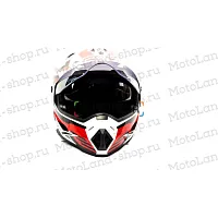 Шлем мото мотард HIZER (Хайзер) J6802 №5 (S) white/red (2 визора)