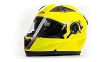Шлем мото модуляр HIZER (Хайзер) 625 (M) #2 lemon green (2 визора)