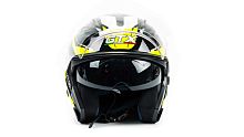 Шлем мото открытый GTX 278 (M) #2 BLACK/FLUO YELLOW WHITE (2 визора)