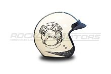 Шлем открытый с козырьком ROCKOT (Рокот) RM-391 Classic Style (M) (слоновая кость глянцевый)