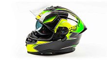 Шлем мото интеграл GTX 5672 (XL) #3 BLACK/FLUO YELLOW GREEN (2 визора)