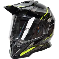 Шлем мото мотард HIZER (Хайзер) B6197-1 №4 (S) black/yellow