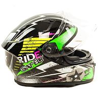 Шлем мото интеграл GTX 578S (S) #1 BLACK / FLUO GREEN YELLOW подростковый