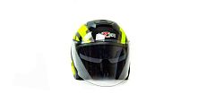 Шлем мото открытый HIZER (Хайзер) J222 (S) #2 black/yellow (2 визора)